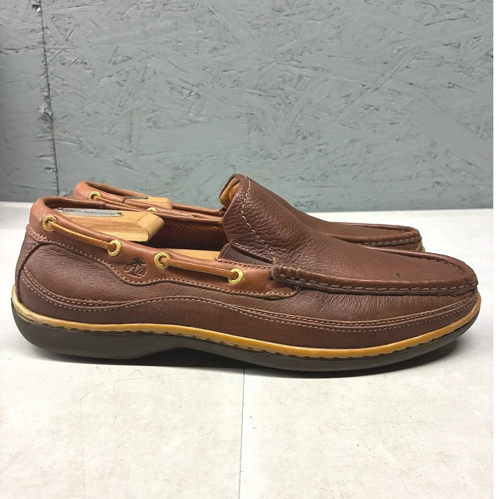 Tommy Bahama Rum Cay Slip On Loafers Mens 9.5 Brown Leather Driving Shoes Mocs